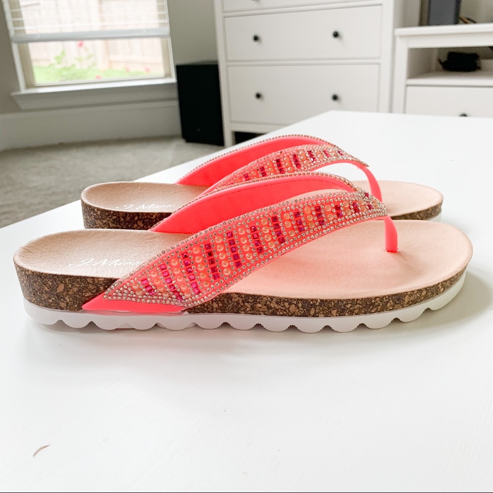 J.Mark Hot Pink Rhinestones Sandal Mary-16P